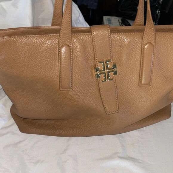 Tory Burch Plaque Tote-leather-color:bark - Picture 1 of 6